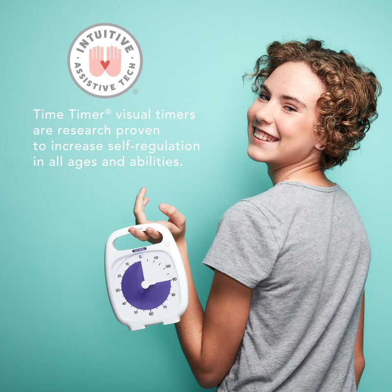 TIME TIMER PLUS 120 Minute Desk Visual Timer Countdown Timer with Portable Handle for Classroom, Office, Homeschooling, Study Tool, with Silent Operation (White) - Image 3